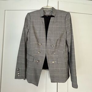 White House Black Market Black and White Plaid Lightweight Blazer Size 10
